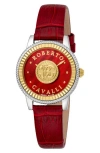 Roberto Cavalli By Franck Muller Mother-of-pearl Leather Strap Watch, 30mm In Red