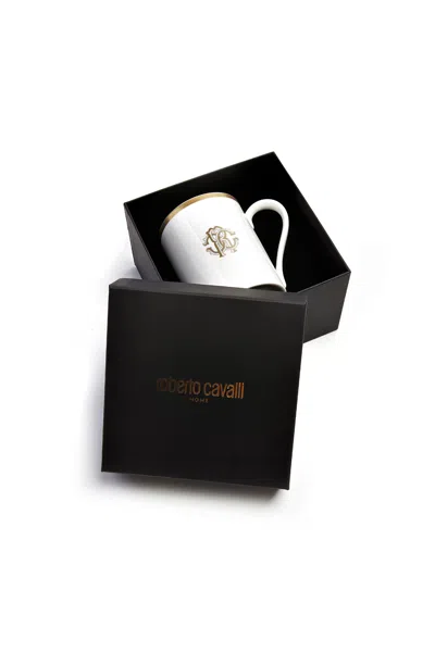 Roberto Cavalli Mug Silk Gold Collection In White