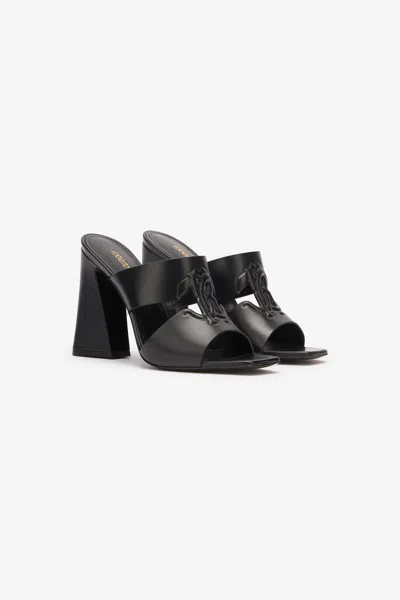 Roberto Cavalli Mules With Chunky Heel In Black