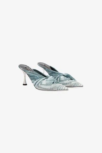 Roberto Cavalli Mules With Knotted Detail In Light Blue