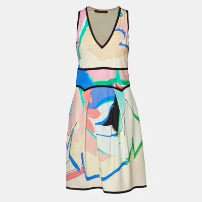 Pre-owned Roberto Cavalli Multicolor Abstract Print Sleeveless Mini Dress M