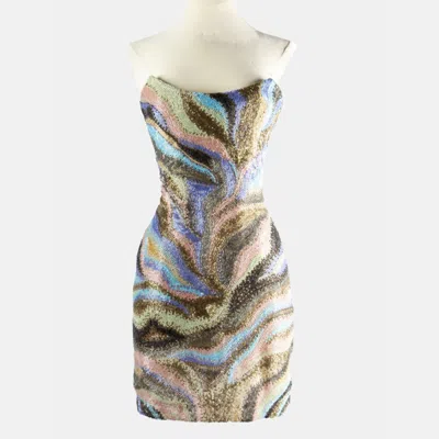 Pre-owned Roberto Cavalli Multicolor Beaded Mini Dress It 38