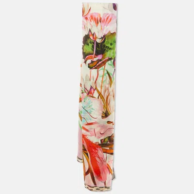 Pre-owned Roberto Cavalli Multicolor Floral Print Silk Stole