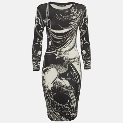 Roberto Cavalli Multicolor Knit Bodycon Dress In Black