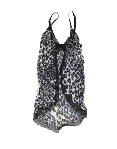 Roberto Cavalli Multicolor Leopard Babydoll Chemise Underwear In Black
