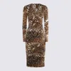 Roberto Cavalli Jaguar Skin-print Ruched Dress In Black