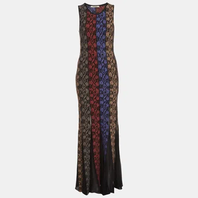 Pre-owned Roberto Cavalli Multicolor Panelled Knit Sleeveless Maxi Dress M