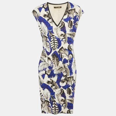 Pre-owned Roberto Cavalli Multicolor Printed Jersey Midi Dress L