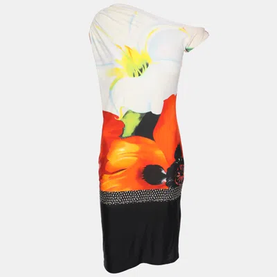 Pre-owned Roberto Cavalli Multicolor Printed Jersey One Shoulder Dress S
