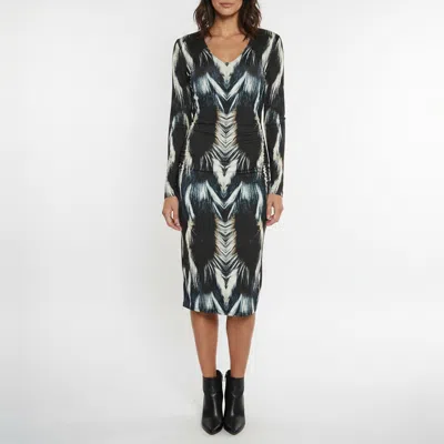 Pre-owned Roberto Cavalli Multicolor Printed Jersey V -neck Midi Dress L