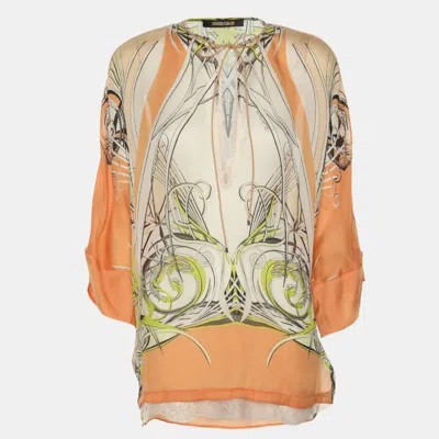 Pre-owned Roberto Cavalli Multicolor Printed Silk Top S