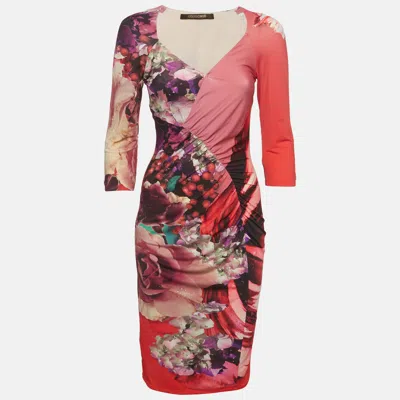 Pre-owned Roberto Cavalli Multicolor Printed Stretch Knit Midi Dress M