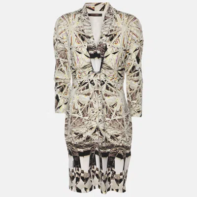Pre-owned Roberto Cavalli Multicolor Printed Stretch Satin Mini Dress M