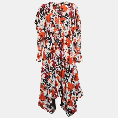 Roberto Cavalli Woman Draped Printed Silk Crepe De Chine Midi Dress White