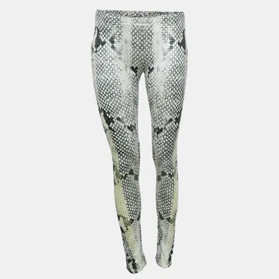Pre-owned Roberto Cavalli Multicolor Snake Print Jersey Leggings L