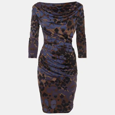 Pre-owned Roberto Cavalli Multicolour Animal Print Jersey Knit Mini Dress S