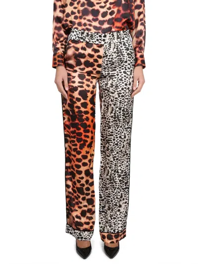 Roberto Cavalli Murena Print Silk Blend Trousers For Women In Multi