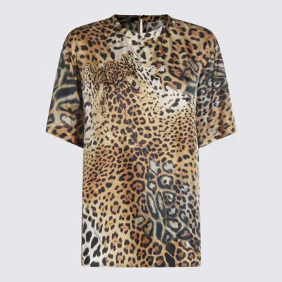 Roberto Cavalli Multicolour Jaguaro T-shirt In Neutrals