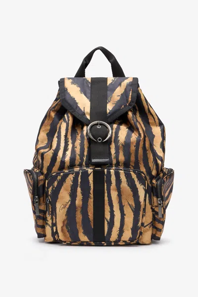 Roberto Cavalli Napoli Bag In Light Brown/black