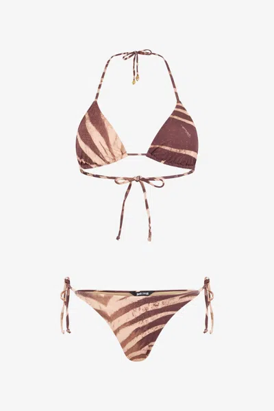 Roberto Cavalli Natural Barb Print Bikini In Brown