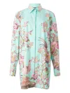 Roberto Cavalli Shirt Dress With Naturalistic Pattern In Blue