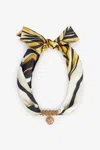 Roberto Cavalli Logo-embossed Printed Silk Necklace In Gold