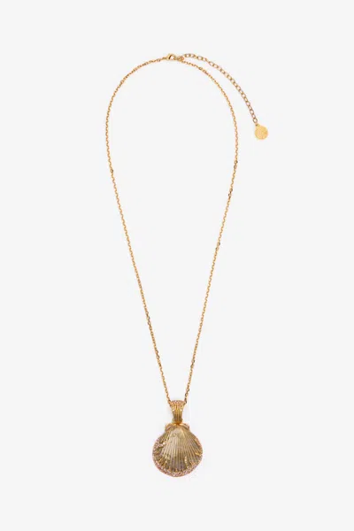 Roberto Cavalli Necklace With Decorated Shell In Gold