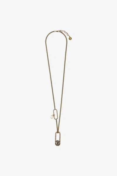 Roberto Cavalli Necklace With Monogram Rc In Black