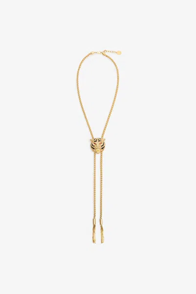 Roberto Cavalli Necklace With Nappa Pendants And Tiger Head In Gold
