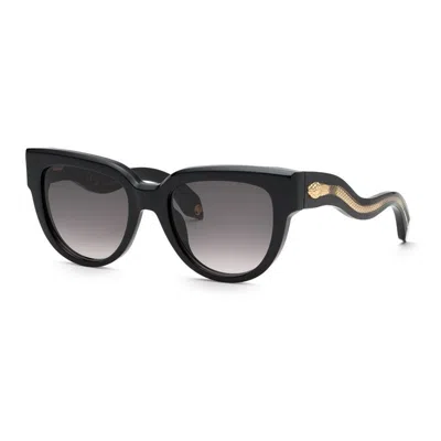 Roberto Cavalli Nero Lucido Acetate And Metal Sunglasses In Black