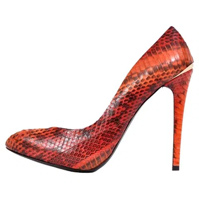 Pre-owned Roberto Cavalli New  Snakeskin Hidden Platform Pumps In Brown