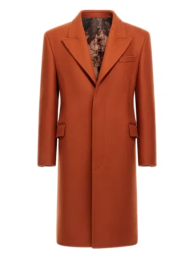 Roberto Cavalli Notch-lapels Coat In Orange