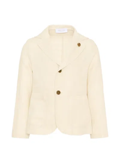 Roberto Cavalli Kids' Notched Lapel Linen Jacket In Neutral