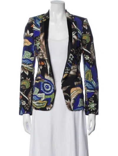 Pre-owned Roberto Cavalli Nylon Floral Print Blazer In Black