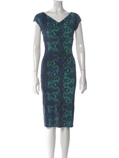 Pre-owned Roberto Cavalli Nylon Knee-length Dress In Blue