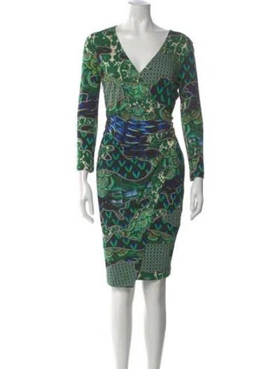Pre-owned Roberto Cavalli Nylon Knee-length Dress In Green