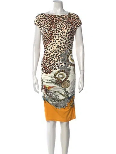 Pre-owned Roberto Cavalli Nylon Knee-length Dress In Neutral