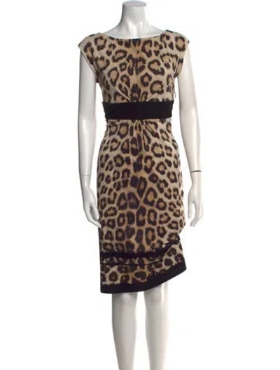 Pre-owned Roberto Cavalli Nylon Knee-length Dress In Yellow