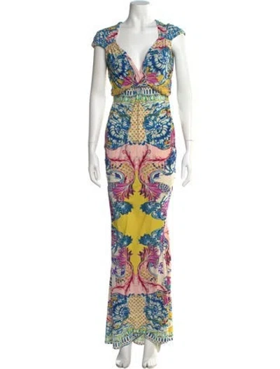 Pre-owned Roberto Cavalli Nylon Long Dress In Blue