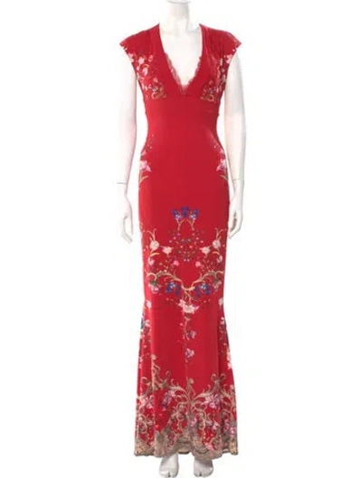 Pre-owned Roberto Cavalli Nylon Long Dress In Red