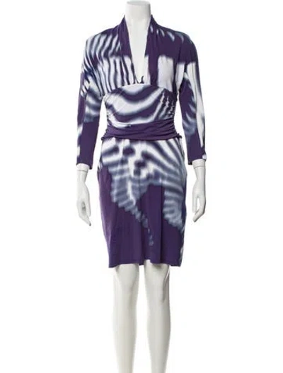 Pre-owned Roberto Cavalli Nylon Mini Dress In Purple