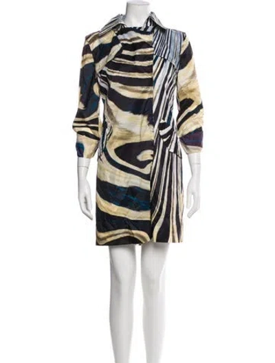 Pre-owned Roberto Cavalli Nylon Striped Coat In Neutral