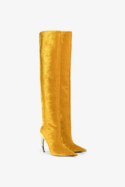 Roberto Cavalli Tiger Tooth Thigh-high Velvet Boots