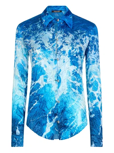 ROBERTO CAVALLI OCEAN-PRINT SHIRT