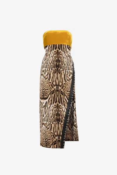 Roberto Cavalli Ocelot-print Dress In Light Brown