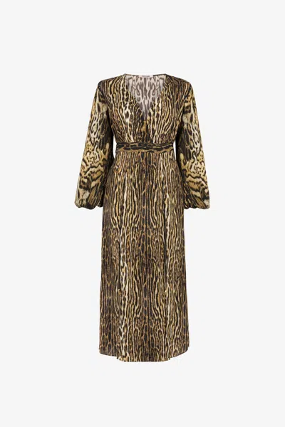 Roberto Cavalli Ocelot-print Dress In Naturale/naturale