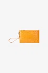 Roberto Cavalli Ochre Clutch In Ostrich-effect Leather In Brown