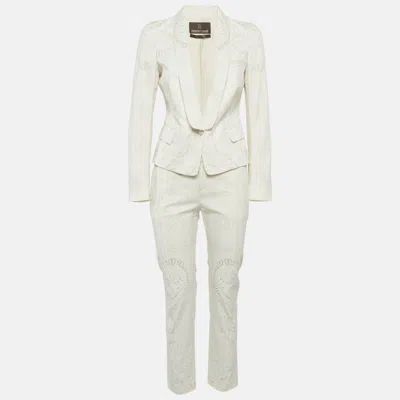 Pre-owned Roberto Cavalli Off-white Paisley Print Blazer & Pant Suits S