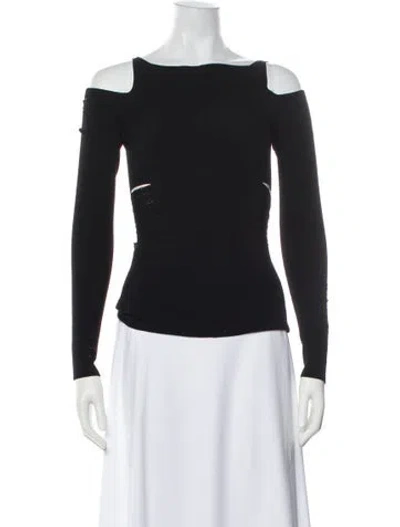 Pre-owned Roberto Cavalli Off-the-shoulder Long Sleeve Top In Black
