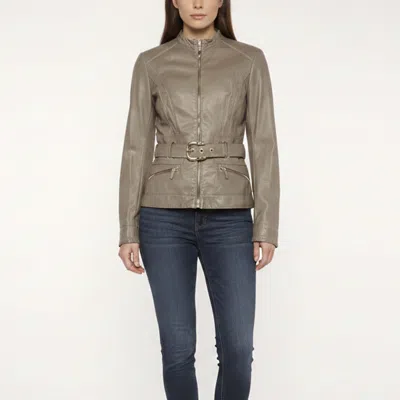 Pre-owned Roberto Cavalli Olive Green Leather Belted Biker Jacket M